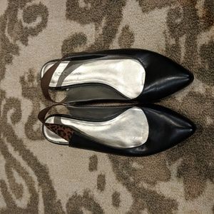 Black strap heel flats